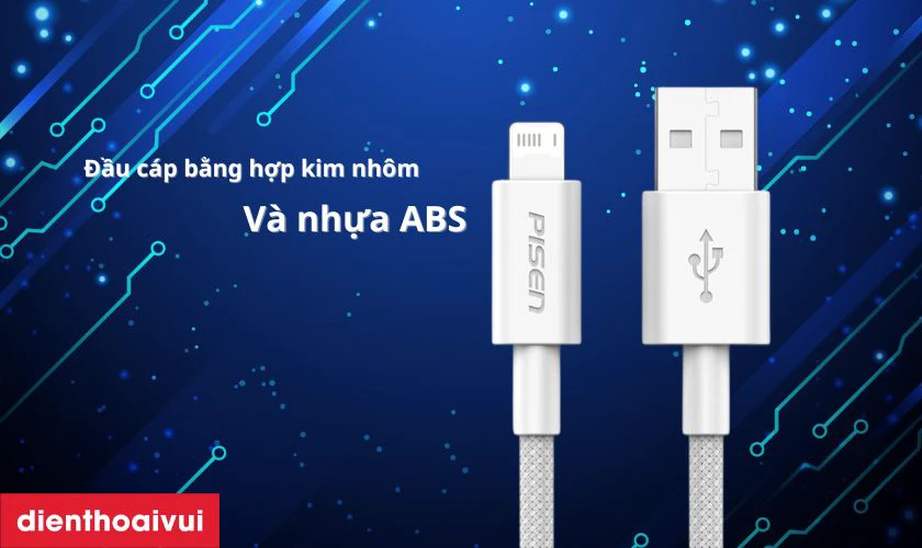 Cáp Pisen Fast - Vivid USB-A to Lightning 2M có thiết kế chắc chắn với chiều dài 2 mét