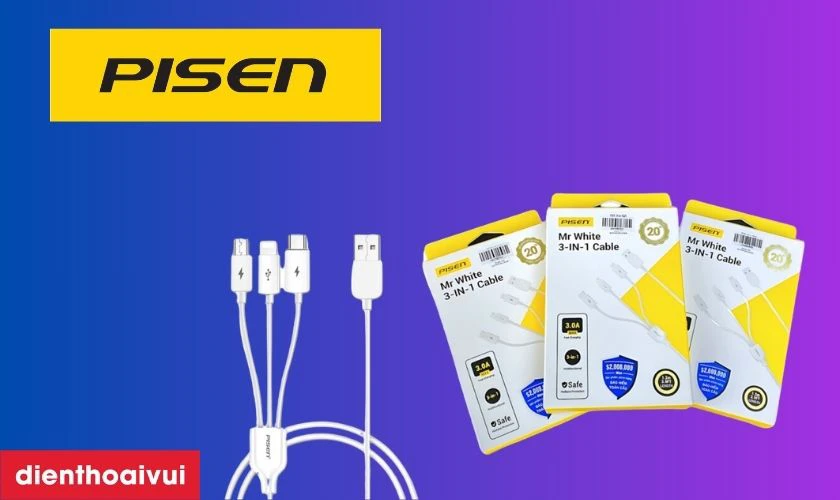 Cáp sạc của thương hiệu PISEN nổi tiếng