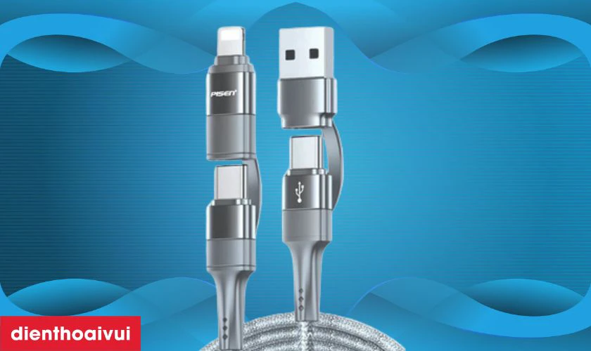 Điểm nổi bật của Cáp PISEN Quick 4-in-1 (USB-A, Type-C To Type-C, Lightning) 1.2m