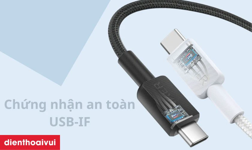 Cáp sạc Anker 322 Type C to Type C dài 1.8m - A81F6 được chứng nhận an toàn USB-IF