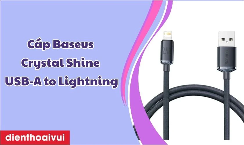 Cáp Baseus Crystal Shine USB-A to Lightning 1.2M - Cũ