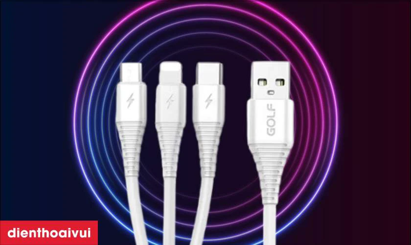 Thiết kế 3 đầu sạc tiện lợi, đa năng