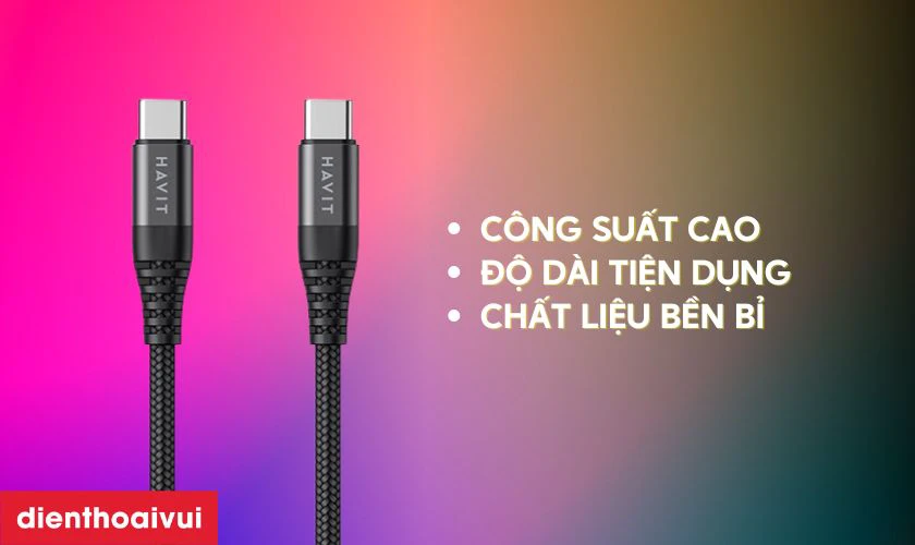 Điểm mạnh của cáp sạc Havit Type-C to Type-C 60W 1.2m CB6010