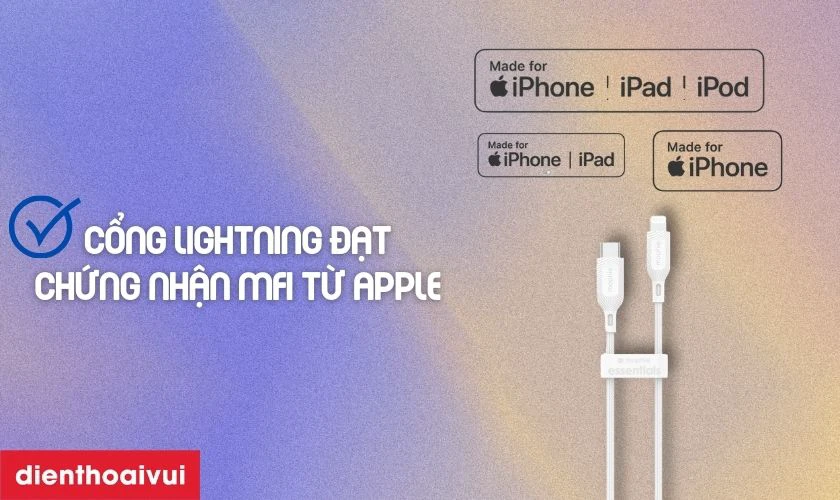 Cổng kết nối Lightning của Mophie Essential đạt chứng nhận MFi của Apple