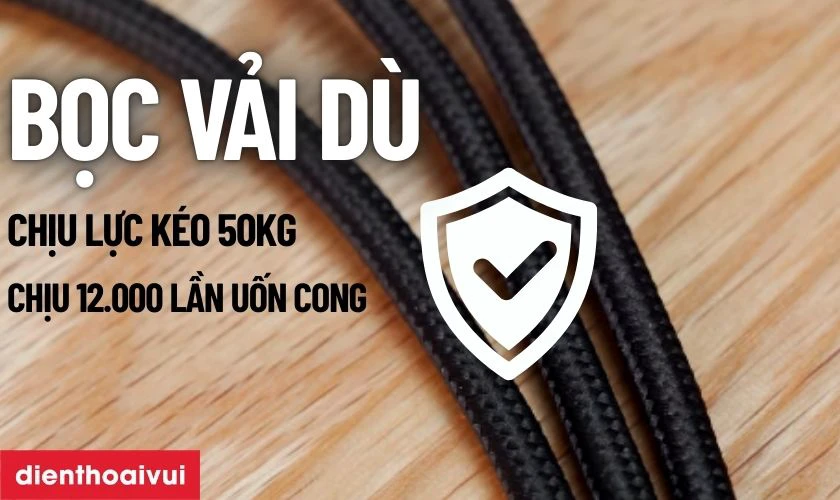 Cáp sạc nhanh BWOO 3 IN 1 3A X274 dài 1.2M được bọc bằng vải dù