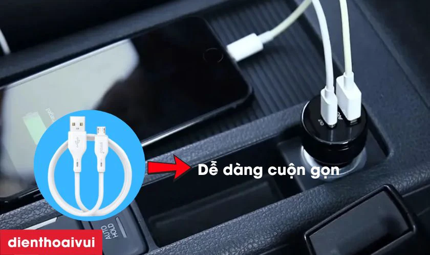 Cáp sạc nhanh BWOO Micro 12W được thiết kế với độ dài 1m