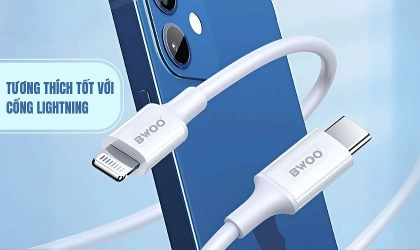 BWOO Type-C to Lightning PD 27W X283C-L dài 1M tương thích với máy dùng cổng Lightning
