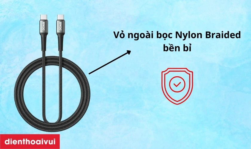 Cáp sạc nhanh BWOO Type-C to Type-C 60W X288C-C dài 1M bền bỉ