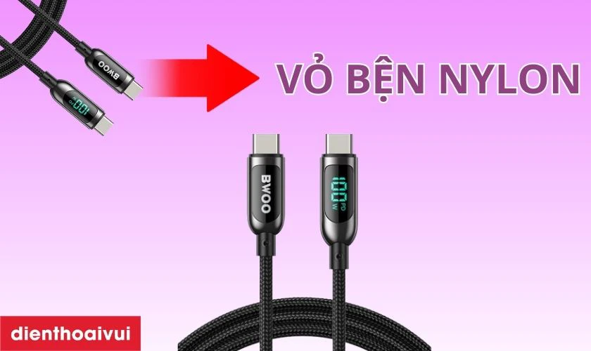 Cáp sạc nhanh BWOO Type-C to Type-C PD 100W X275 dài 1.2M chống rối