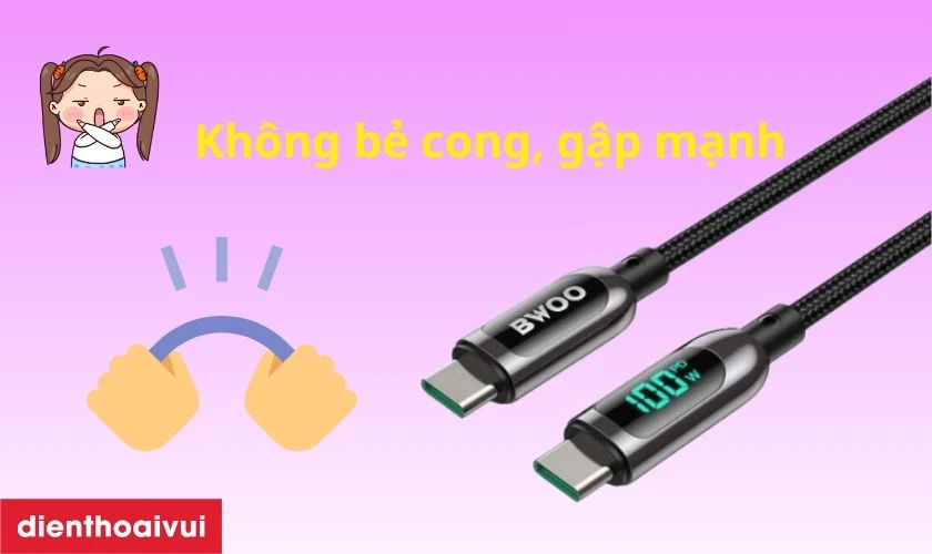 Cách sử dụng cáp sạc nhanh BWOO Type-C to Type-C PD 100W X275 dài 1.2M an toàn