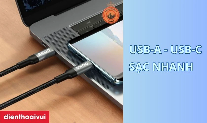 Cáp sạc nhanh BWOO Type-C X288C dài 1M hỗ trợ sạc nhanh