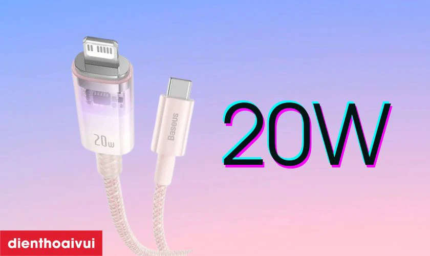 C&aacute;p sạc nhanh tự ngắt Baseus Explorer Series Type-C to Lightning 20W 1M