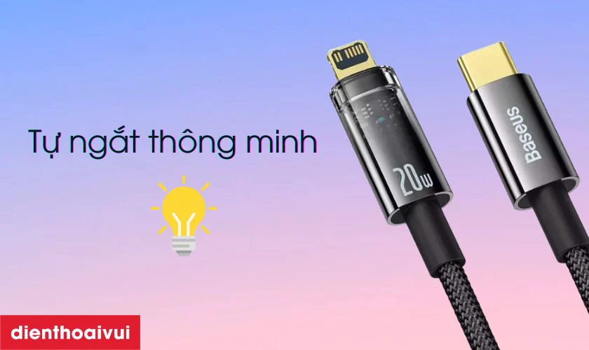 C&aacute;p sạc nhanh tự ngắt Baseus Explorer Series Type-C to Lightning 20W 1M tự ngắt th&ocirc;ng minh