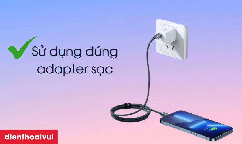 Sử dụng đ&uacute;ng adapter