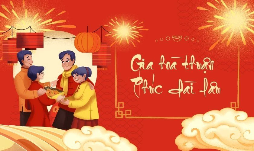 Câu chúc tết 3 chữ 2026 Bính Ngọ về gia đình viên mãn