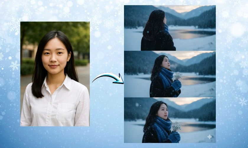 Câu lệnh ghép ảnh tuyết rơi bằng Gemini