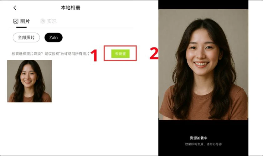 Sau đó, tải lên ảnh chân dung của bạn hoặc người thân muốn đưa vào khung tranh