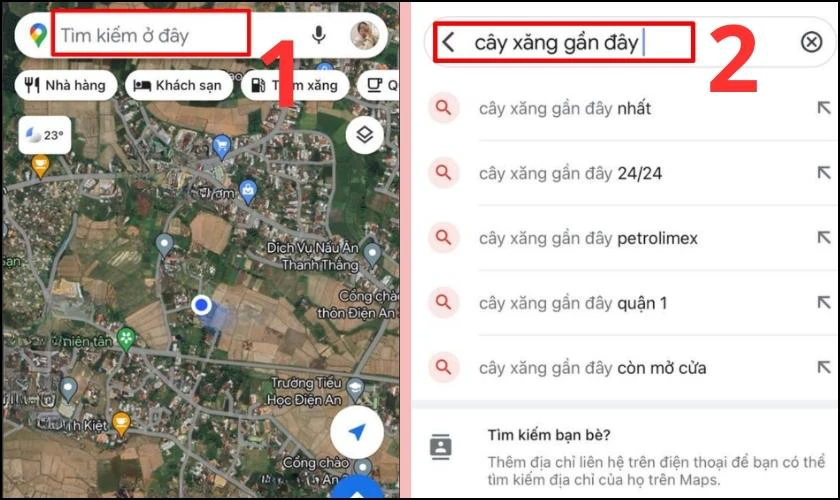 Mở ứng dụng Google Maps và nhập tìm kiếm