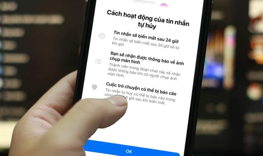 Chế độ tin nhắn tự hủy Facebook