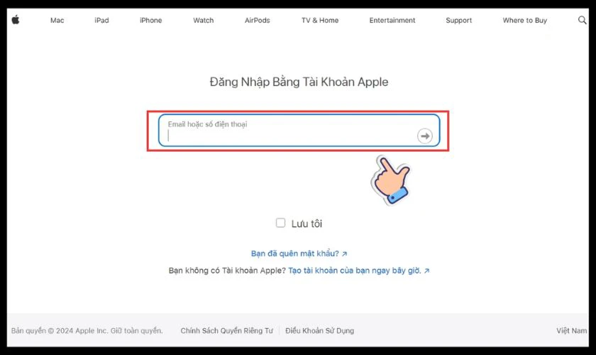 Hãy tiếp tục nhập Apple ID và mật khẩu