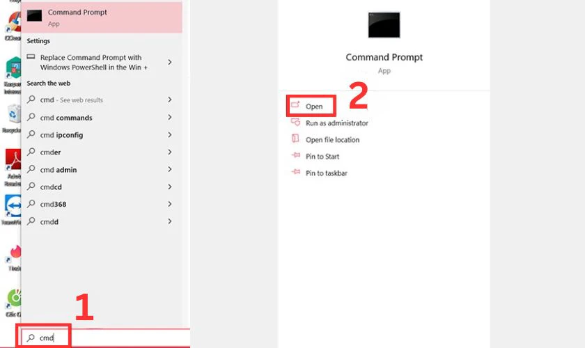 Kiểm tra bằng Command Prompt