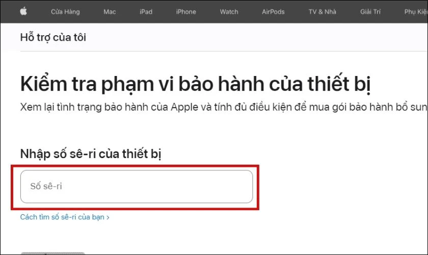 Check thông tin bảo hành của IMEI AirPod bằng Website