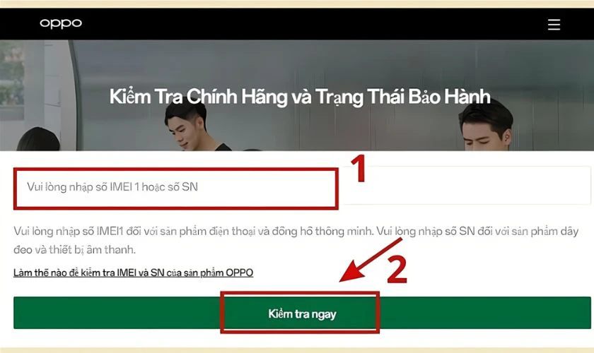 Check iMei OPPO online bằng website