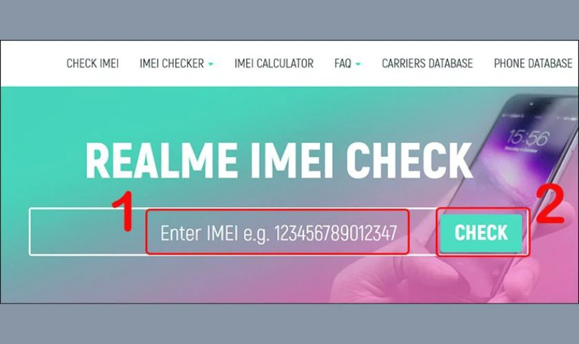 Kiểm tra nguồn gốc điện thoại Realme qua website imei.info