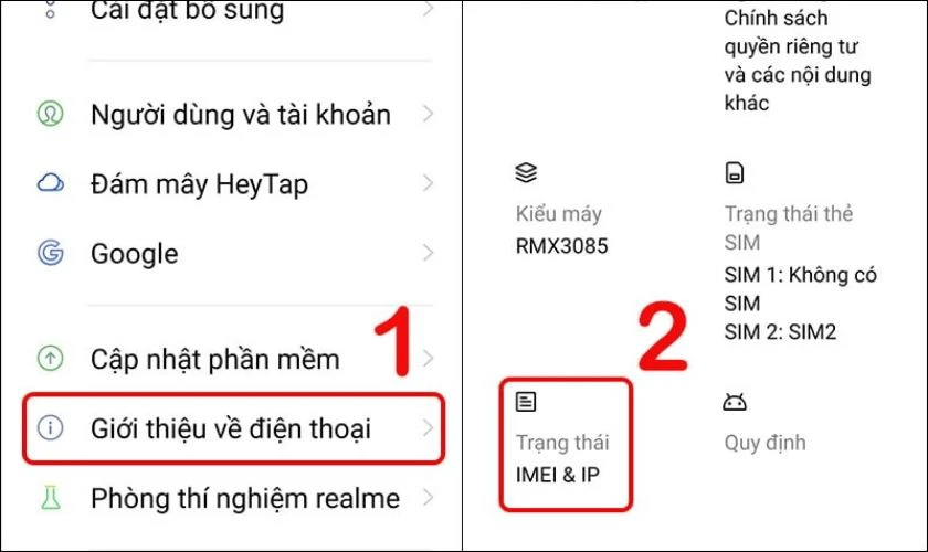 Check IMEI qua cài đặt điện thoại