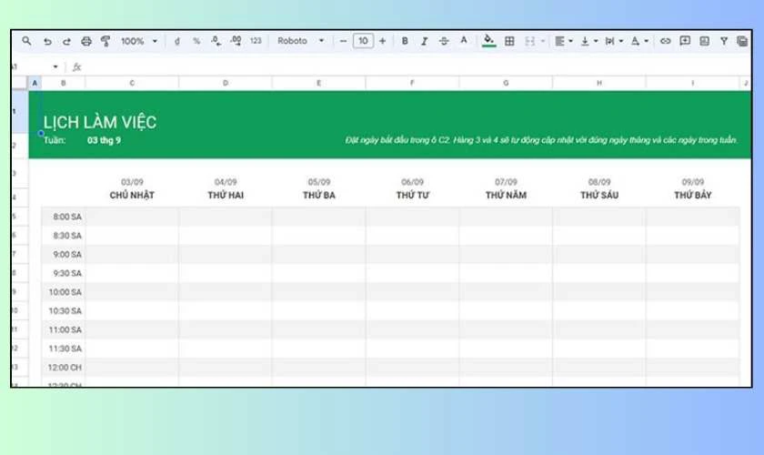 Cách chèn lịch vào Google Sheet bằng mẫu có sẵn nhanh