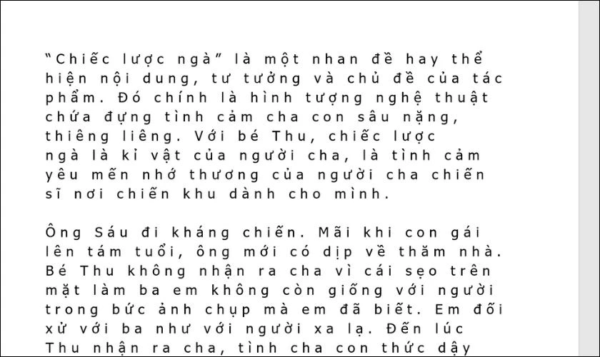 Kết quả sau khi thực hiện chỉnh khoảng cách chữ trong Word