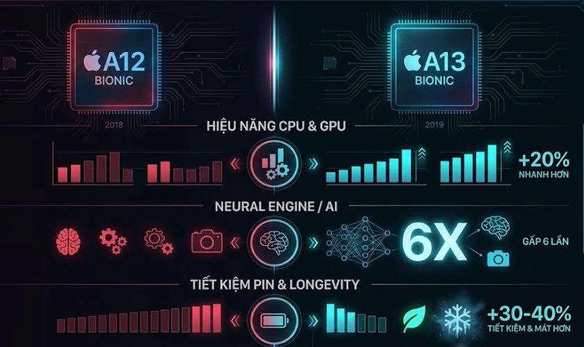 So sánh chip A13 Bionic và chip A12 Bionic