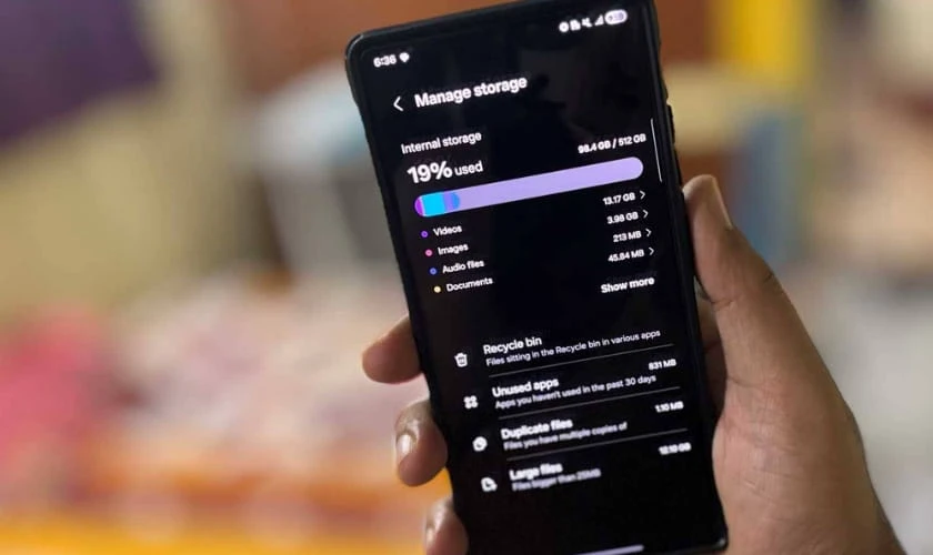Thường xuyên dọn dẹp dung lượng lưu trữ bên trong máy