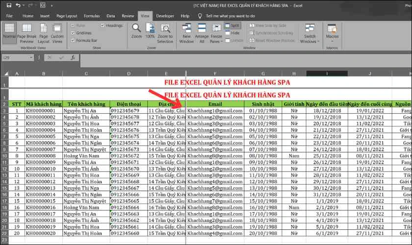 Tách trang trong Excel