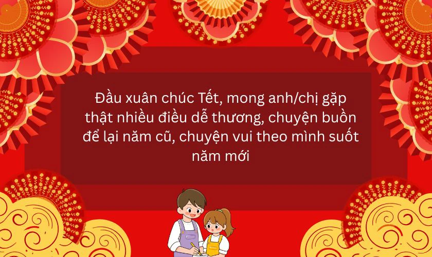 Chúc Tết anh chị 2026 dễ thương, đáng yêu