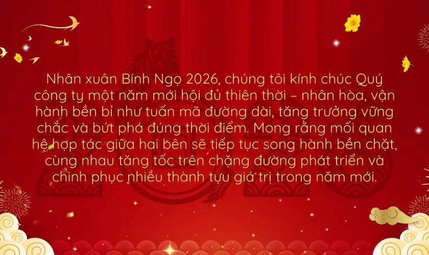 Lời chúc đối tác gửi cho công ty