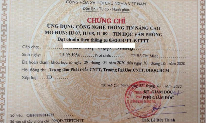 Chứng chỉ tin học văn phòng nâng cao