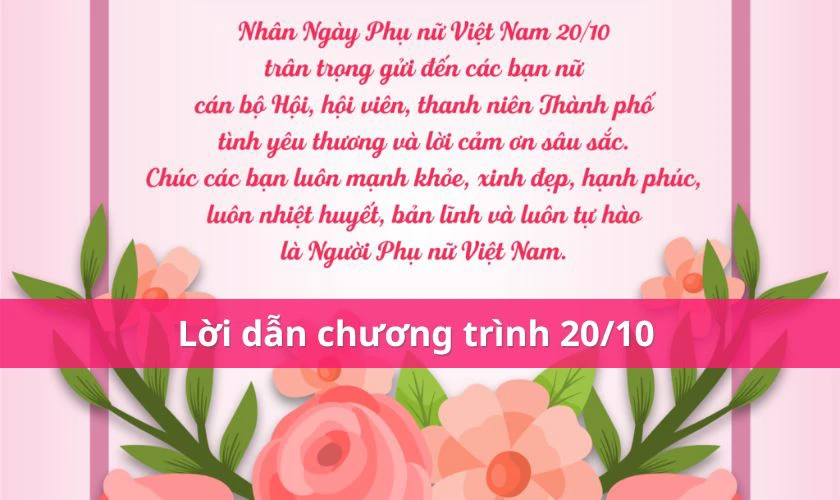 Mẫu lời dẫn chương trình 20/10 mới nhất