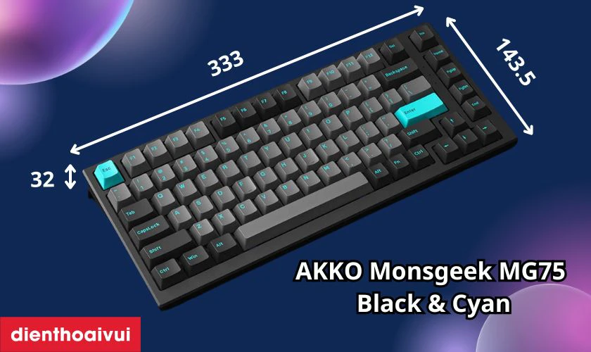 Bàn phím cơ AKKO Monsgeek MG75 Black & Cyan