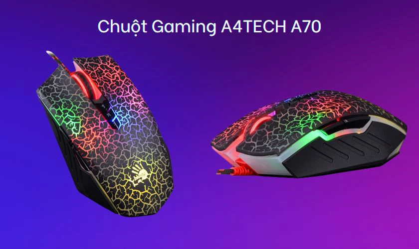 Chuột Gaming A4TECH A70 gây ấn tượng mạnh với thiết kế cực kỳ màu sắc