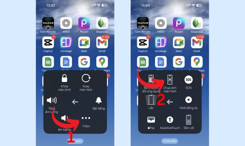 Chụp màn hình iPhone 15 bằng nút Home ảo đơn giản