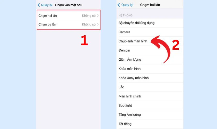 Chọn hành động Gõ 2 lần