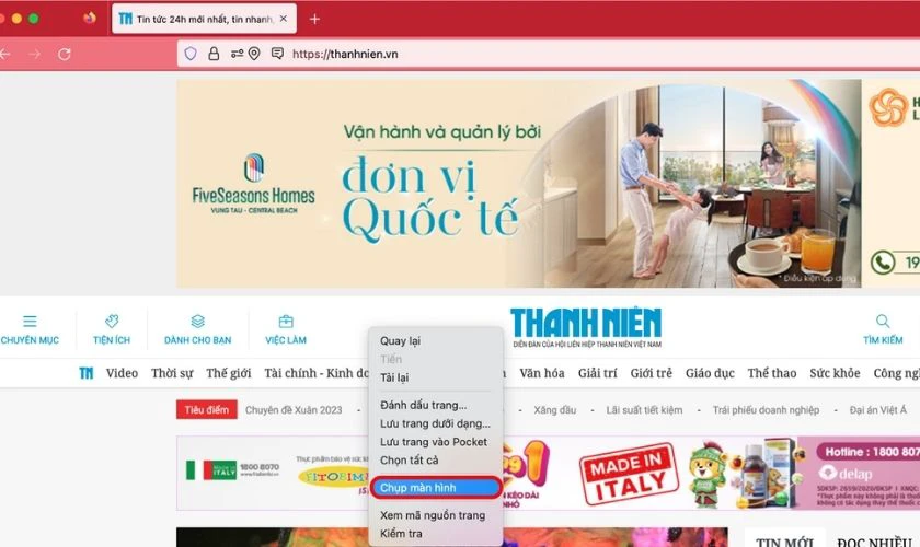 Cách chụp màn hình cuộn trang trên MacBook Air M1