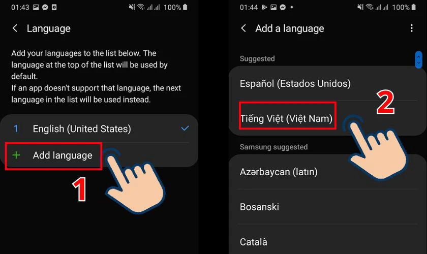 Để thêm ngôn ngữ mới ấn chọn vào Add Language