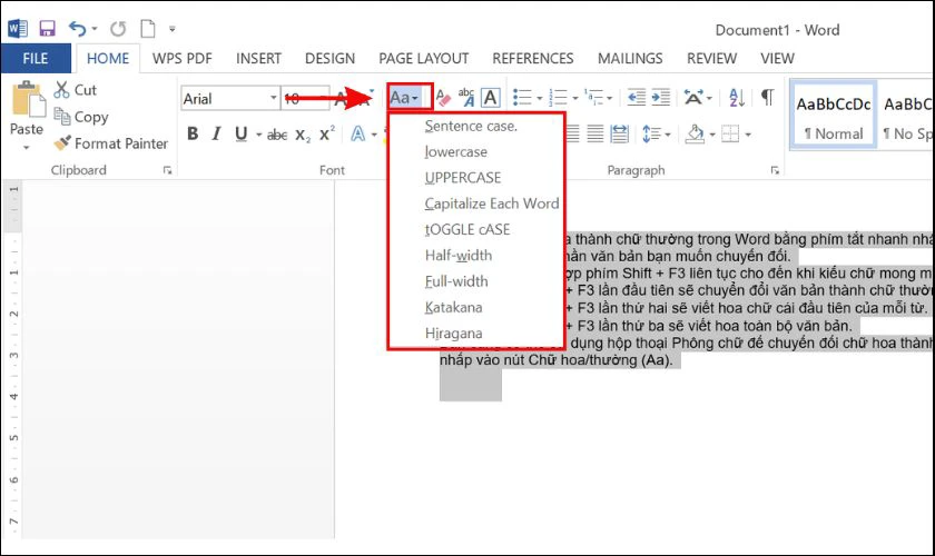 Hướng dẫn chi tiết cách chuyển chữ hoa thành chữ thường trong Word