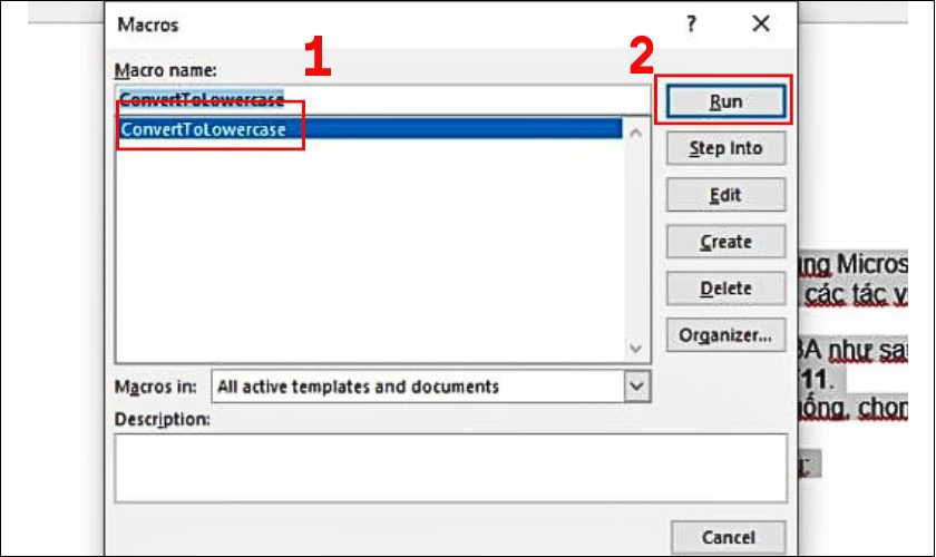 Sử dụng VBA đổi chữ in hoa thành chữ thường