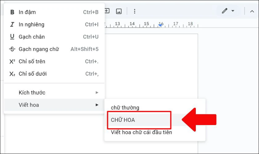 Chọn kiểu viết hoa bạn mong muốn