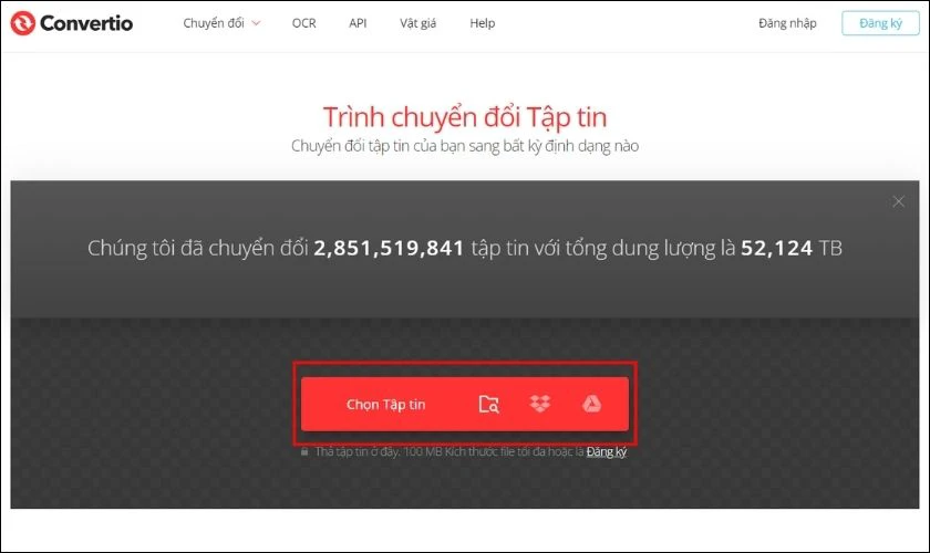 Nhấn Chọn tập tin để tải tệp MP4 bạn muốn đổi đuôi