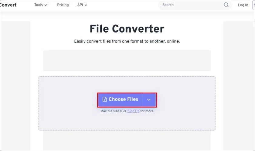 Nhấn vào Choose Files để chọn một hoặc nhiều tệp muốn chuyển đổi