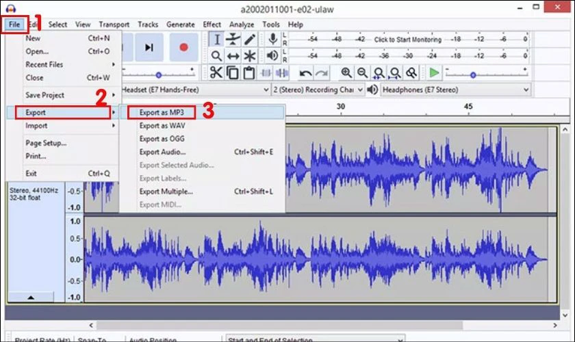 Đổi file MP4 sang MP3 bằng Audacity